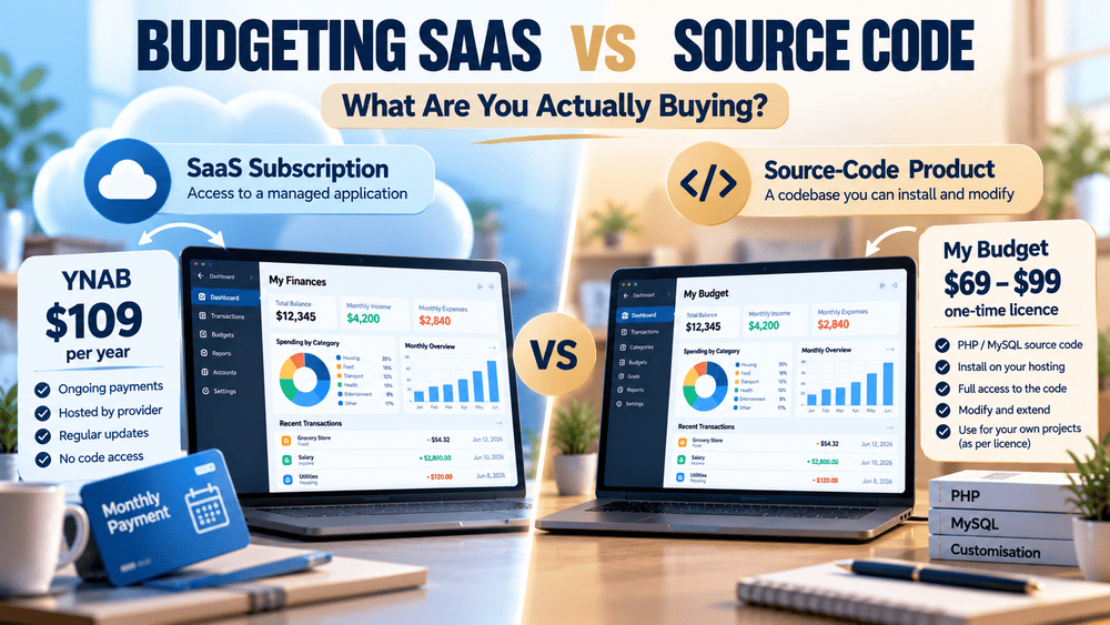 Comparison of budgeting SaaS subscriptions cost and self-hosted personal finance source code.