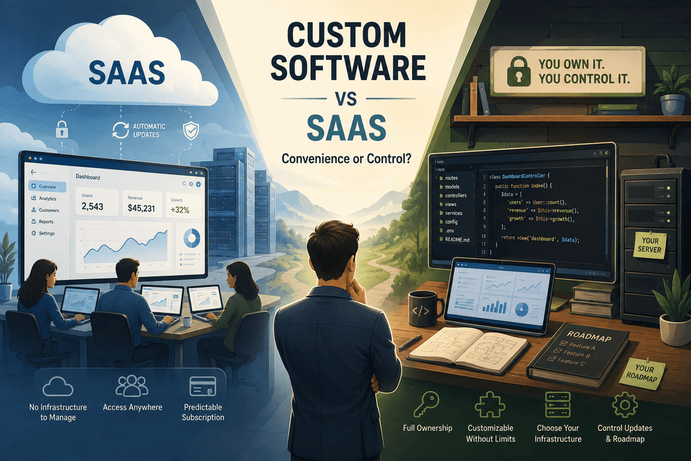 Custom Software vs SaaS: Convenience, Control and the Cost of Choosing