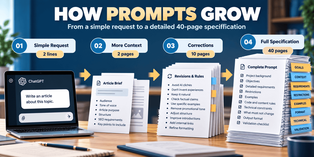 how ai prompts grow from 2 lines to 40 pages