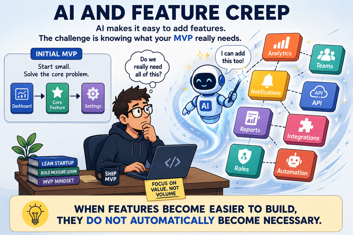 AI adding extra features around a simple MVP.