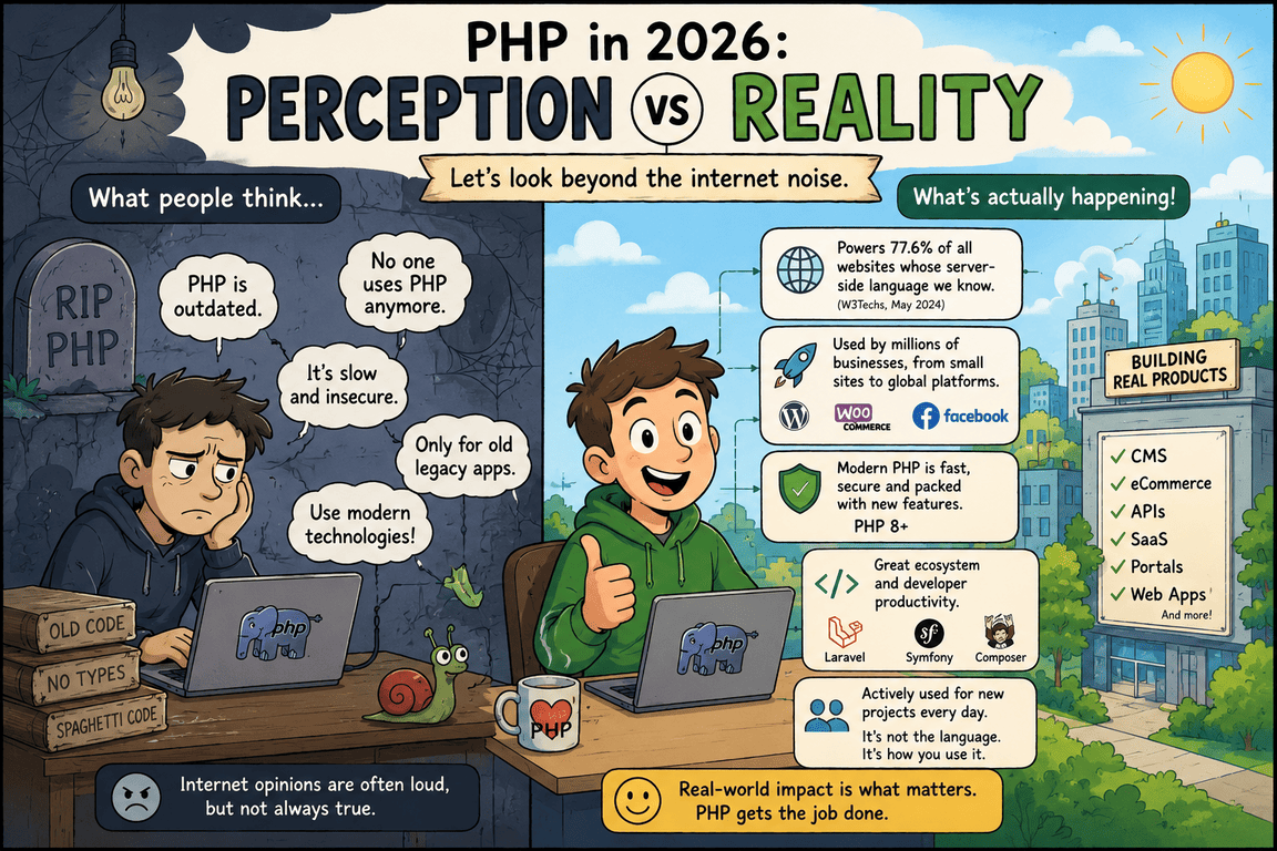 Internet opinions vs actual commercial usage of PHP