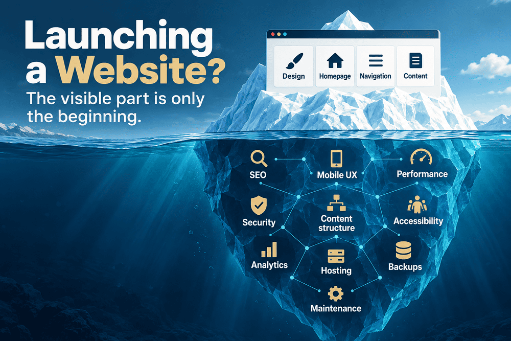 A website launch exposes only the visible part of a much larger system.