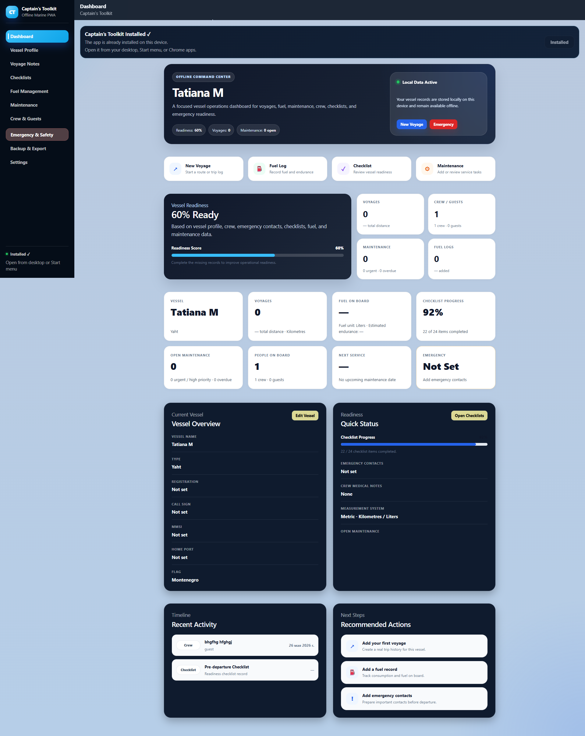 Captain's Toolkit Offline-First Marine Operations Toolkit